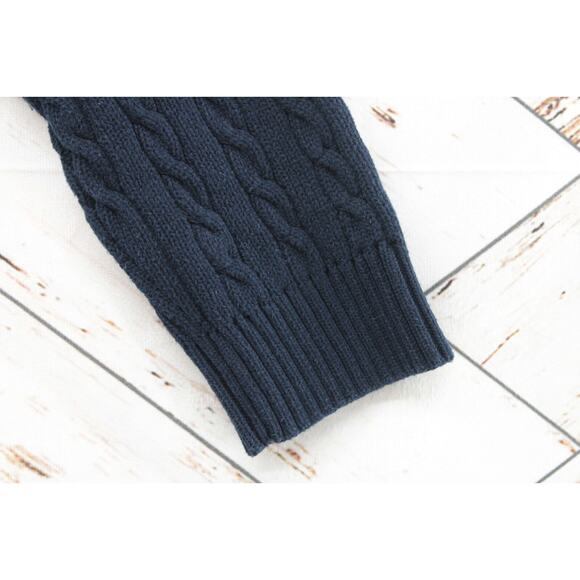 VTG Lauren Ralph Lauren Sweater Women's Large Blue Crest Logo 1/4 Zip Cable Knit - Picture 7 of 12